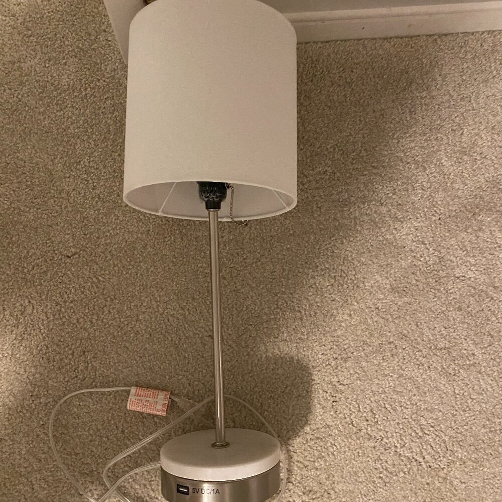 Silver Lamp with White Shade